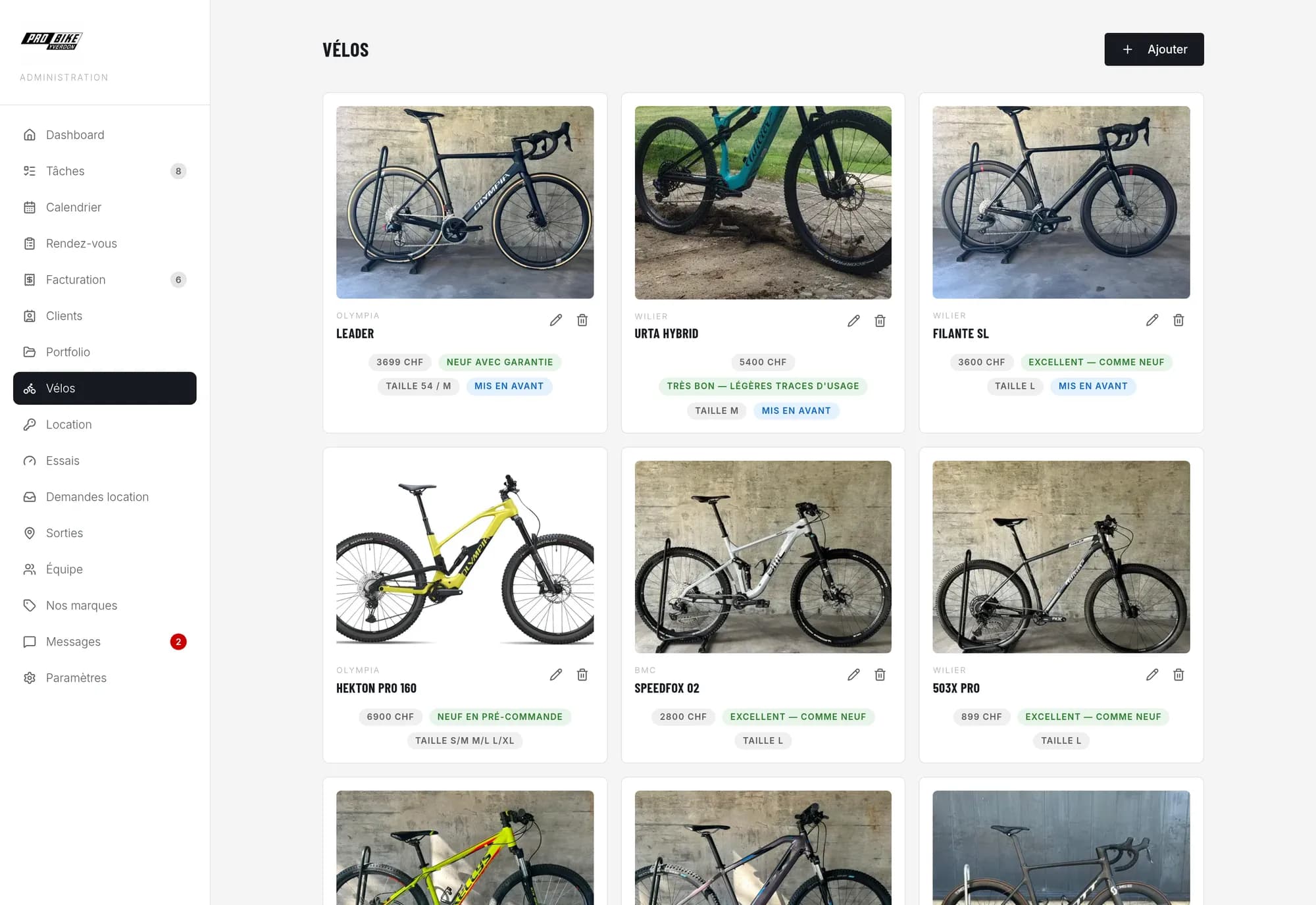 ProBike Yverdon — The catalogue
